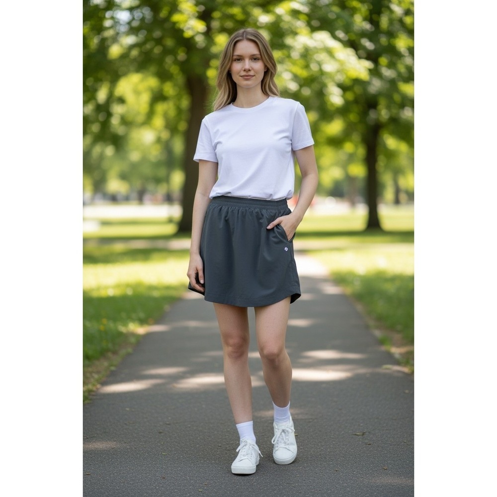 Coolibar Pisa Travel Skort Womens Large Dark Gray UPF 50+ Active Skirt 10363